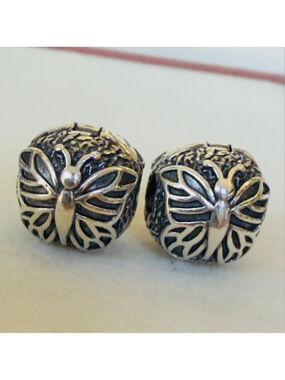Pandora Sterling Silver 925 Lacewing Butterfly Clips Charms ❗️Pair❗️RETIRED❗️